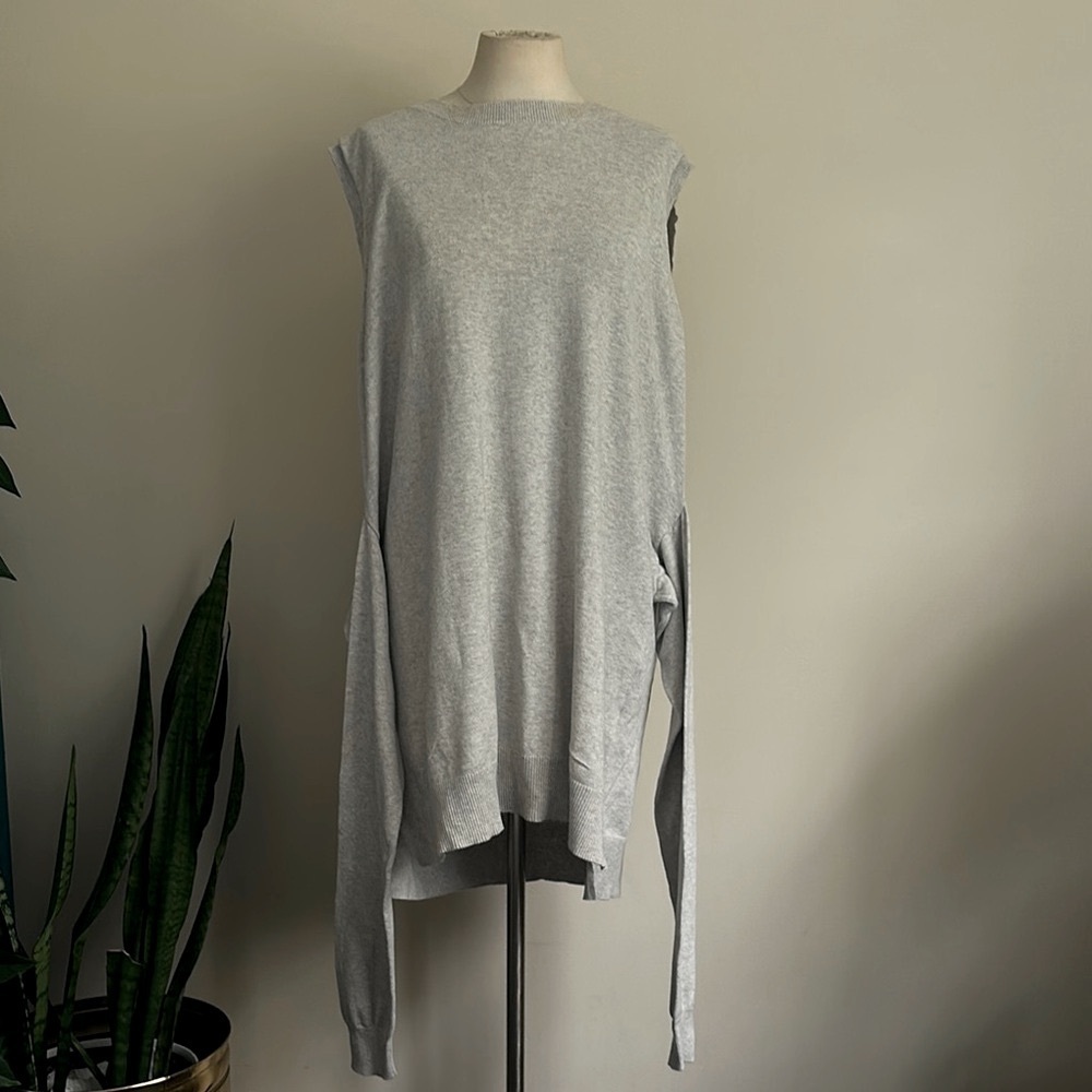 CURRENT/ELLIOTT Cotton Cashmere Mix Gray Sleeveless Sweater Dress sz Large 3 - Picture 4 of 8